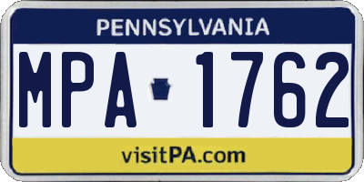 PA license plate MPA1762