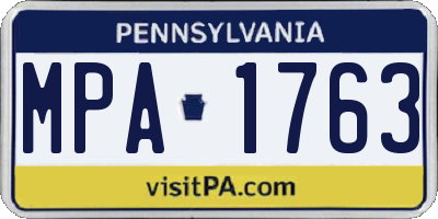 PA license plate MPA1763