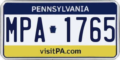 PA license plate MPA1765