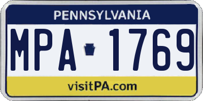 PA license plate MPA1769