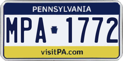 PA license plate MPA1772