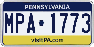 PA license plate MPA1773