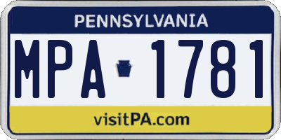 PA license plate MPA1781