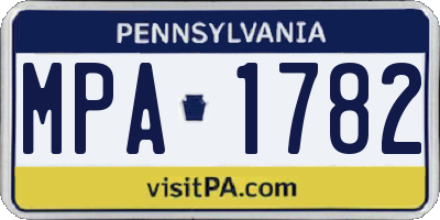 PA license plate MPA1782