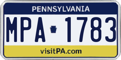 PA license plate MPA1783