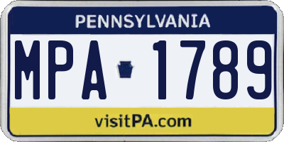 PA license plate MPA1789