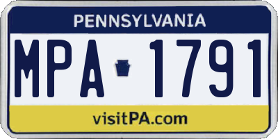 PA license plate MPA1791