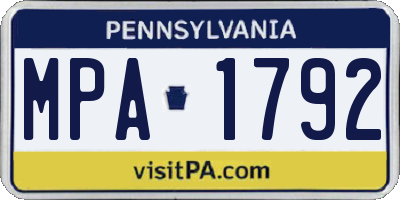 PA license plate MPA1792