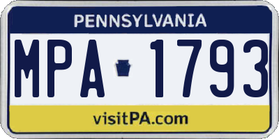 PA license plate MPA1793