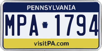 PA license plate MPA1794