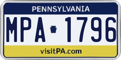PA license plate MPA1796