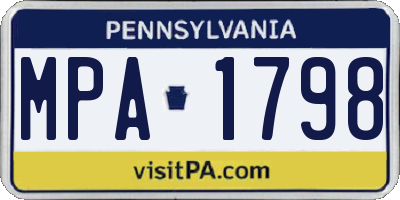 PA license plate MPA1798