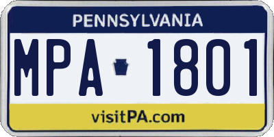 PA license plate MPA1801