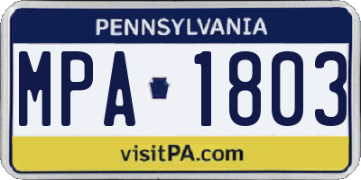 PA license plate MPA1803