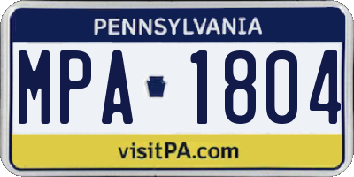 PA license plate MPA1804