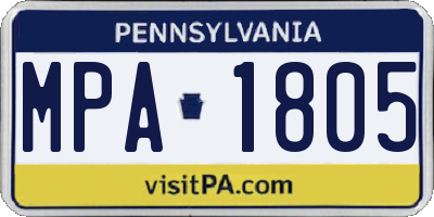PA license plate MPA1805