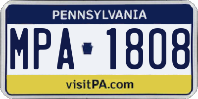 PA license plate MPA1808