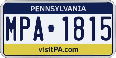 PA license plate MPA1815