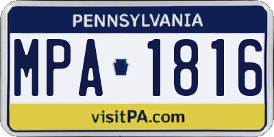PA license plate MPA1816