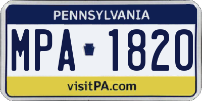 PA license plate MPA1820