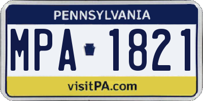 PA license plate MPA1821