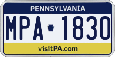 PA license plate MPA1830