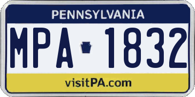 PA license plate MPA1832