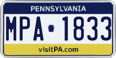 PA license plate MPA1833