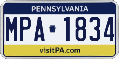PA license plate MPA1834