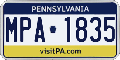 PA license plate MPA1835