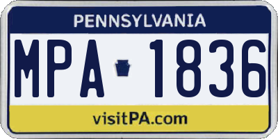 PA license plate MPA1836