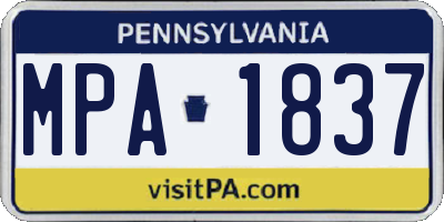 PA license plate MPA1837