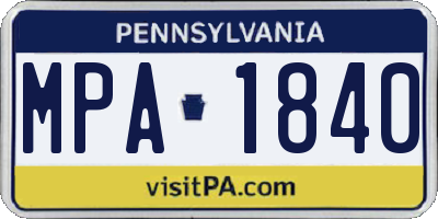 PA license plate MPA1840