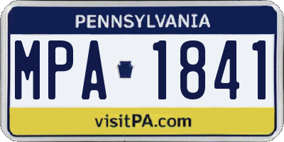PA license plate MPA1841