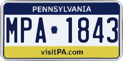 PA license plate MPA1843