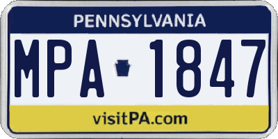 PA license plate MPA1847