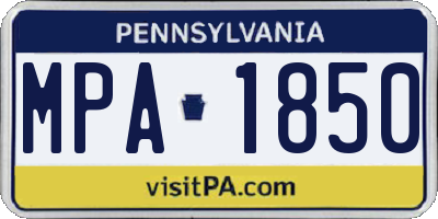 PA license plate MPA1850