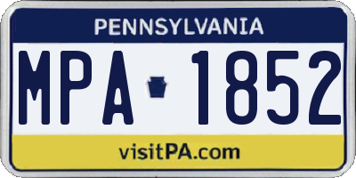 PA license plate MPA1852