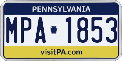 PA license plate MPA1853