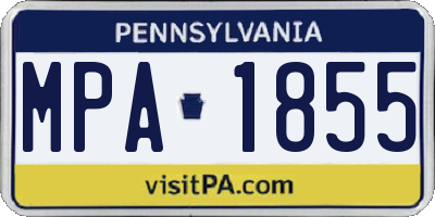 PA license plate MPA1855