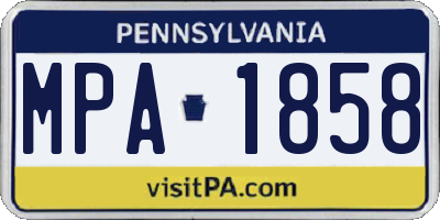 PA license plate MPA1858