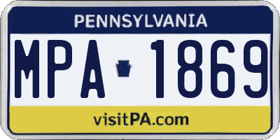 PA license plate MPA1869