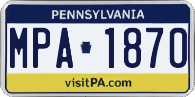 PA license plate MPA1870