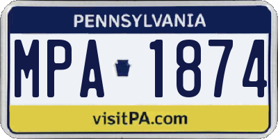 PA license plate MPA1874
