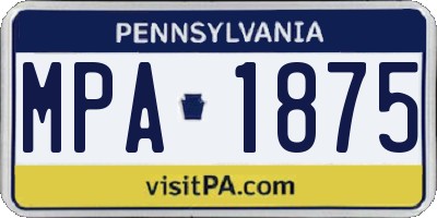 PA license plate MPA1875