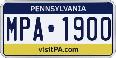 PA license plate MPA1900