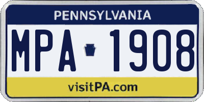 PA license plate MPA1908