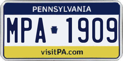 PA license plate MPA1909
