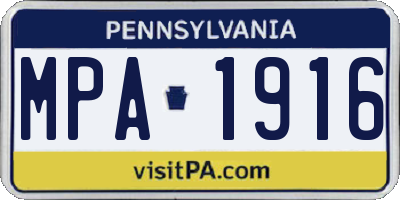 PA license plate MPA1916
