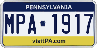PA license plate MPA1917